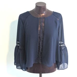 Navy Tularosa cropped blouse